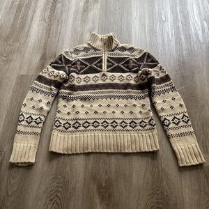 Ralph Lauren Green Tag 1/4 Zip Turtleneck Sweater Size Petite Medium Women’s